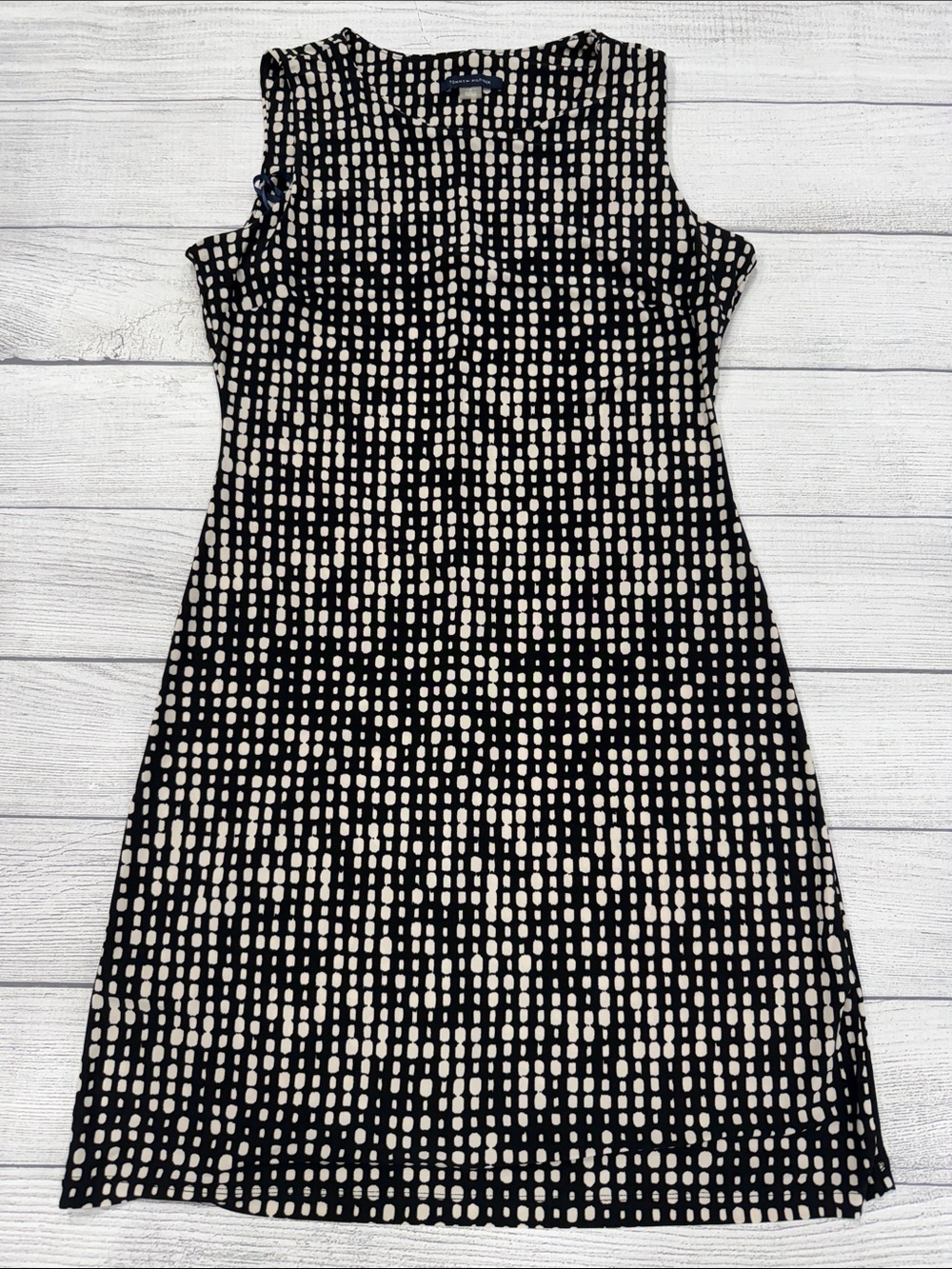 Tommy Hilfiger Black White Geometric Print Shift Dress Size 4 Sleeveless